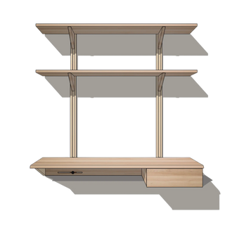 Bureau Flottant LE KETCH (48") Le Tenon et la Mortaise Érable-à-sucre-Un-tiroir-Deux-tablettes