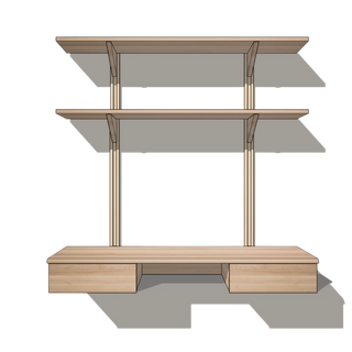Bureau Flottant LE KETCH (48") Le Tenon et la Mortaise Érable-à-sucre-Deux-Tiroirs-Deux-tablettes