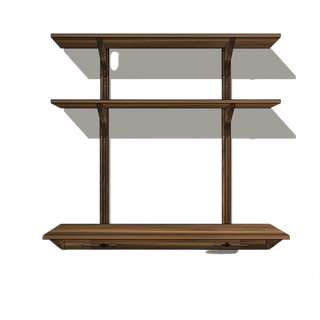 Bureau Flottant LE KETCH (48") Le Tenon et la Mortaise Noyer-noir-Sans-tiroir-Deux-tablettes