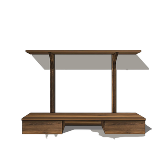 Bureau Flottant LE KETCH (48") Le Tenon et la Mortaise Noyer-noir-Deux-Tiroirs-Un-tablette