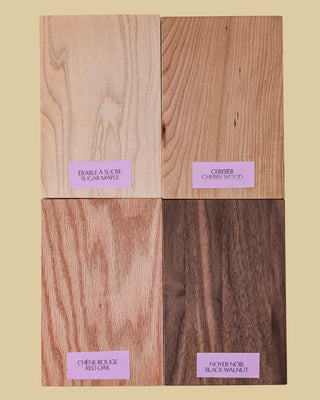 Échantillons de bois pour l'étagère Clara